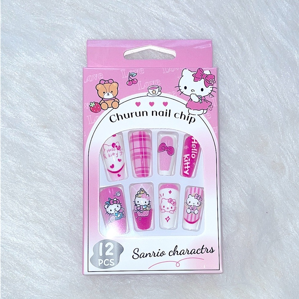 Hello Kitty Pink White Press On Nail Set